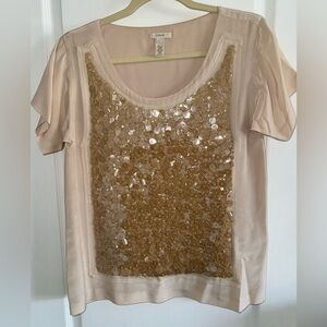 J.Crew Lined Silk Sequined Blouse Size Small